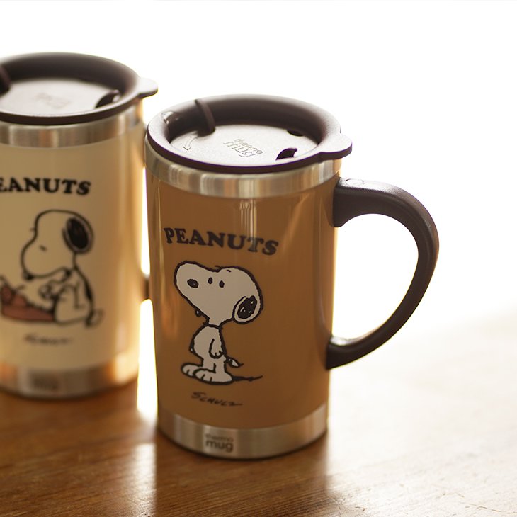 PEANUTS/ピーナッツ ふた付きスリムマグカップ 300ml モカ（イメージ）