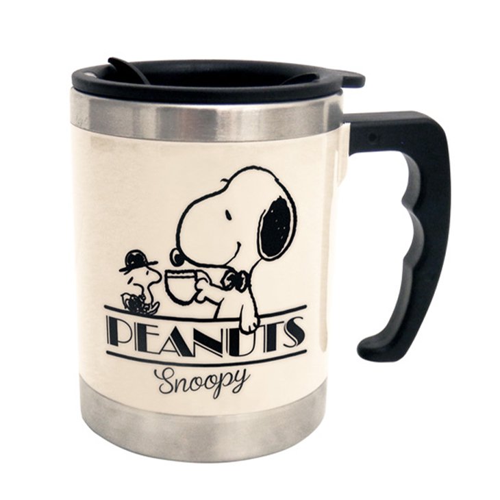 PEANUTS/ピーナッツ ふた付きマグカップ 400ml アイボリー（イメージ）